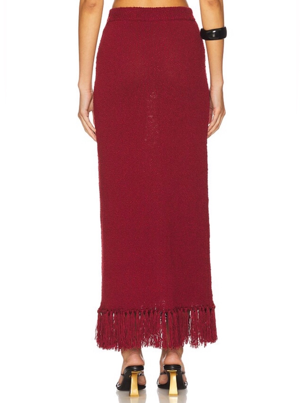 4th & Reckless Revolve Gabby Knitted Fringed Maxi Skirt in Burgundy Small NWT - Picture 4 of 9